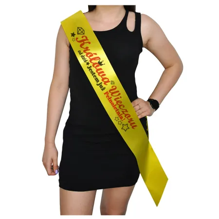 Szarfa ŻÓŁTA Osiemnastka Królowa wieczoru